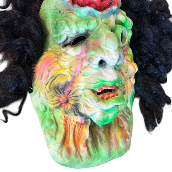 Vintage Fun World Neon Green Monster Vinyl Rubber Mask #9247 - Picture 2 of 9